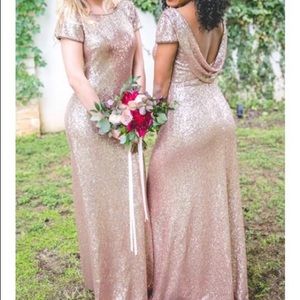 Revelry rose gold sequin maxi length dress